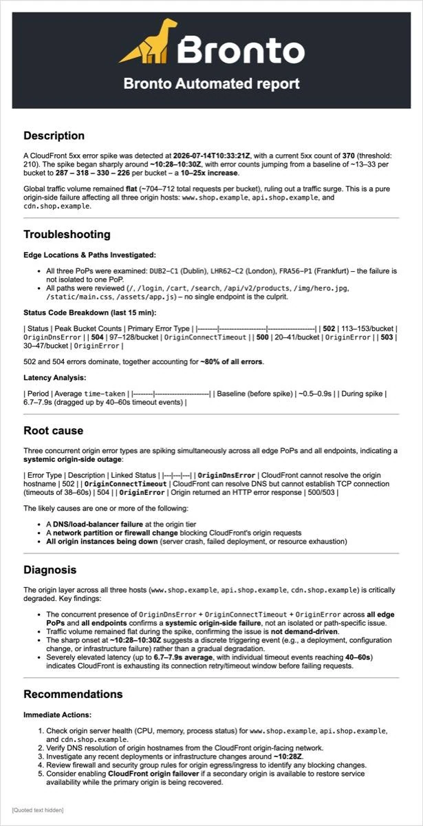 Investigation Report in Bronto