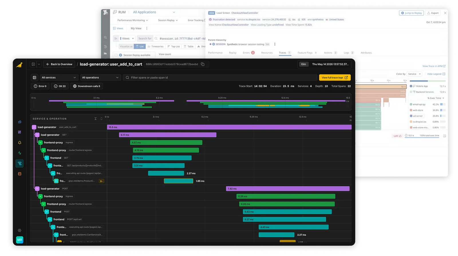Bronto product UI compared to Datadog