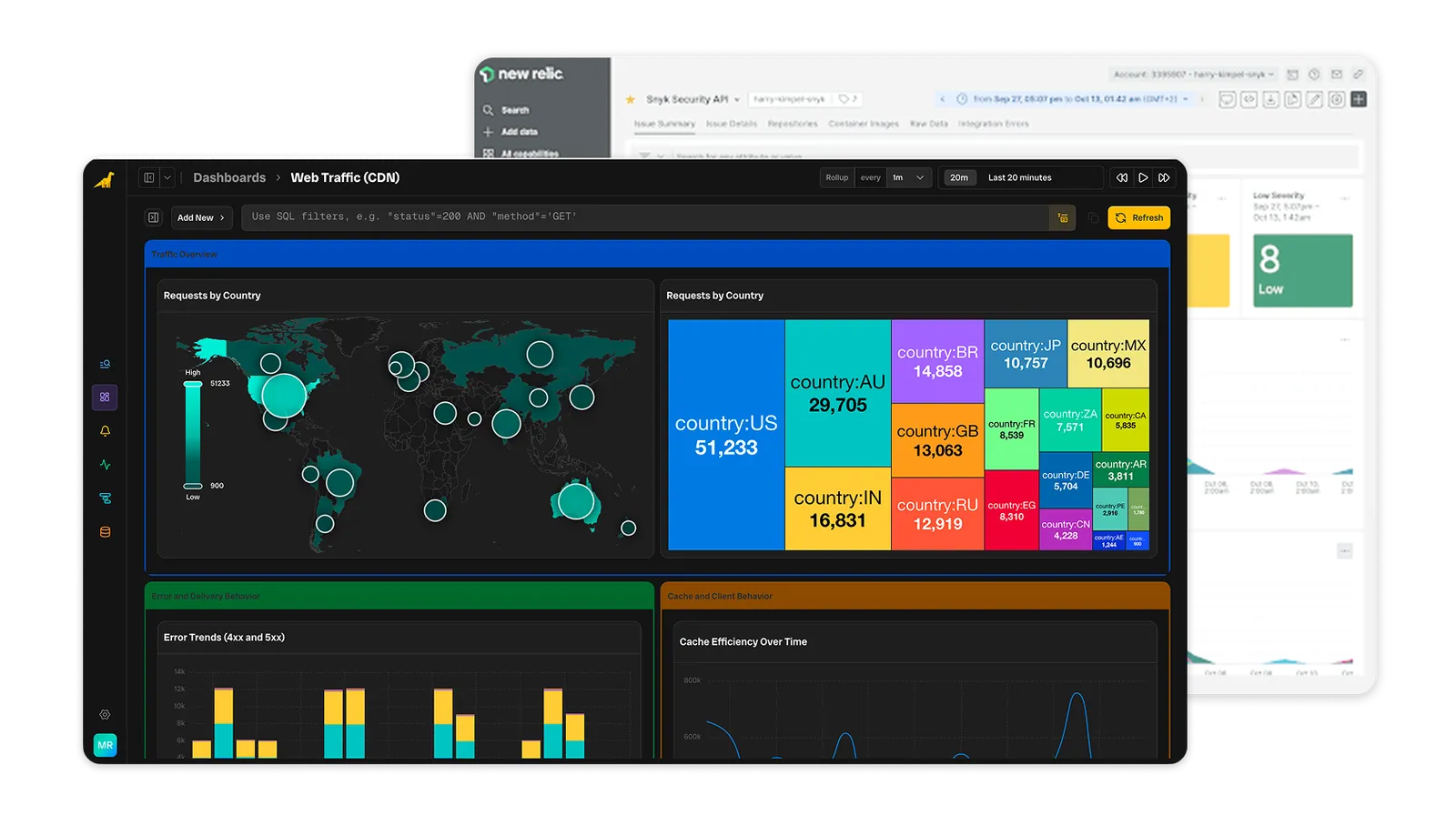 Bronto product UI compared to New Relic